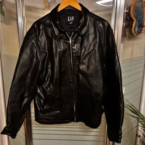 GAP vintage Men's Black Leather Jacket